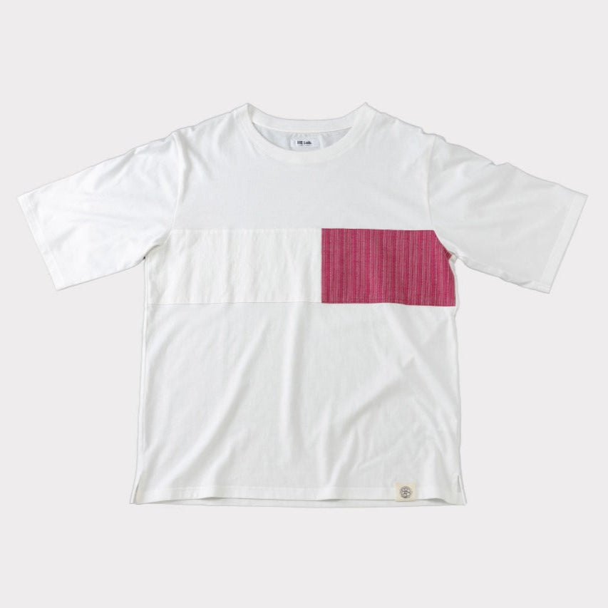 IIE Lab.×SIOME AIZUMOMEN switching TEE white / しろがすみ×みだれピンク(濃)