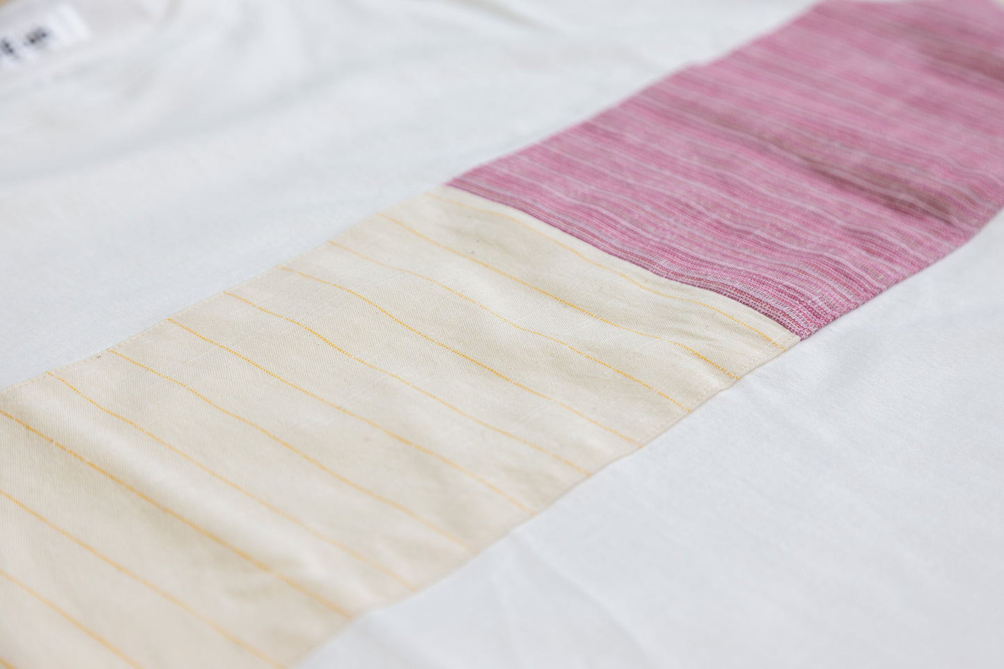 IIE Lab.×SIOME AIZUMOMEN switching TEE white / あぶらな×みだれピンク(薄)