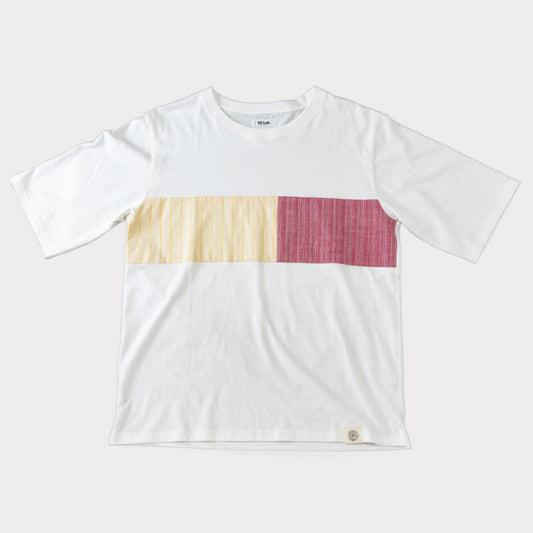 IIE Lab.×SIOME AIZUMOMEN switching TEE white / あぶらな×みだれピンク（薄）