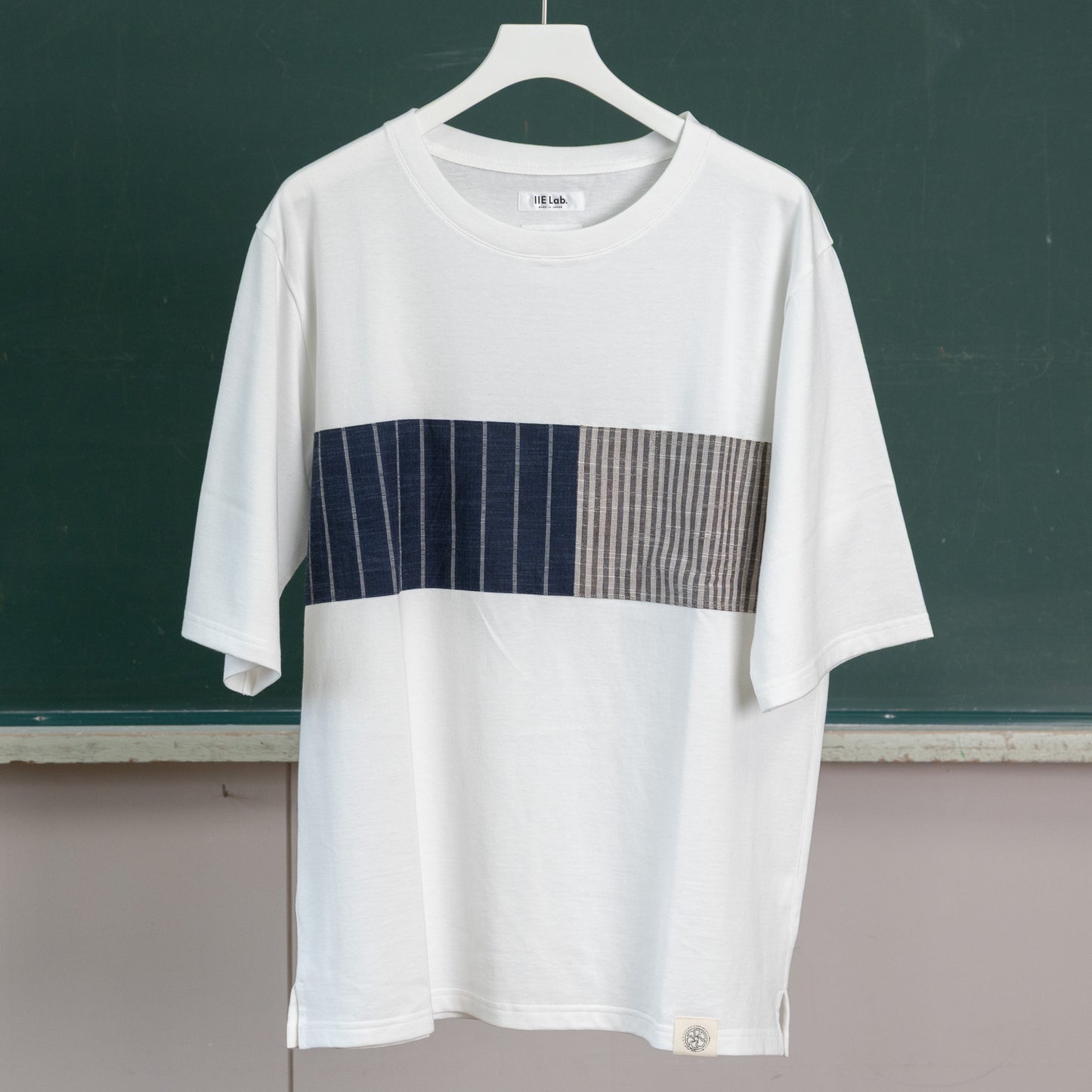 IIE Lab.×SIOME AIZUMOMEN switching TEE white / 水面縞×土香縞