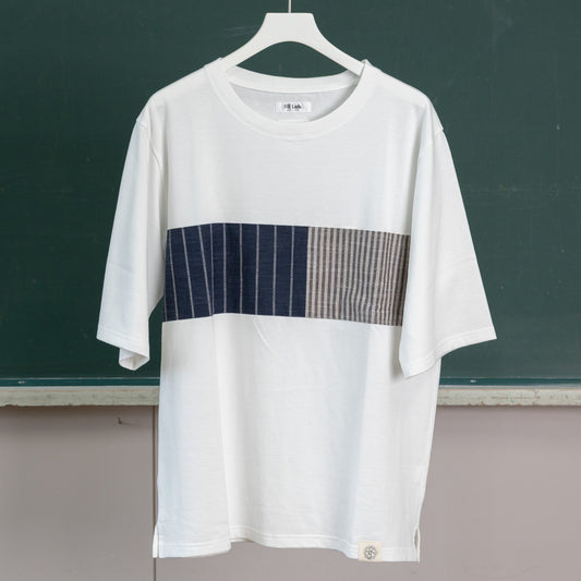 IIE Lab.×SIOME AIZUMOMEN switching TEE white / 水面縞×土香縞