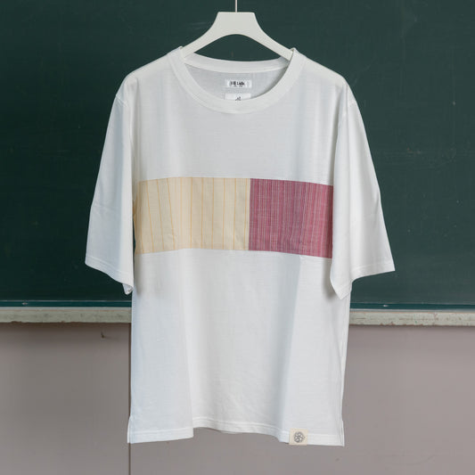 IIE Lab.×SIOME AIZUMOMEN switching TEE white / あぶらな×みだれピンク（薄）