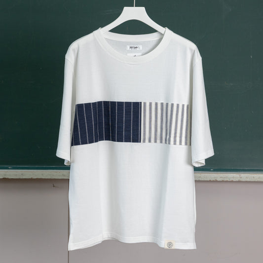 IIE Lab.×SIOME AIZUMOMEN switching TEE white / 水面縞×寒凪縞